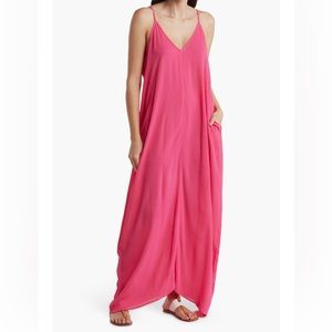 Lovestitch Gauze Maxi Dress Hot Pink S-M